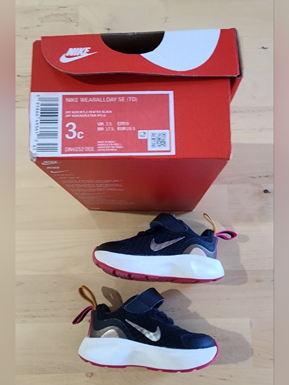 Nike | WearAllDay SE TD | 'Off Noir Metallic Pewter' | Kids Sneakers (Toddler 3C